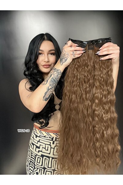 Suzan Peruk Afro Dalgalı Yarım Ay + 2 Yan Çıt Çıt - Kumral