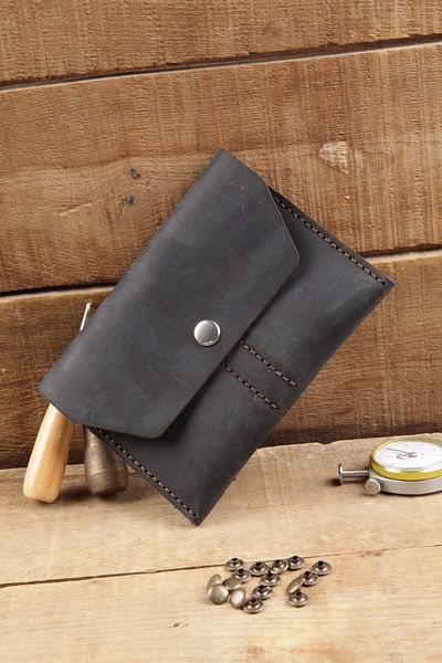 New Coast Leather 1900's Γνήσιο & Πραγματικό Δερμάτινο Χειροποίητο Μαύρο Πορτοφόλι Διαβατηρίου