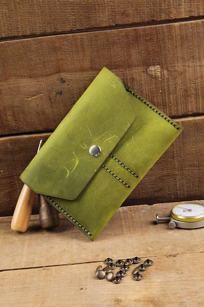 New Coast Leather 1900's Γνήσιο & Πραγματικό Δερμάτινο Χειροποίητο Ανοιχτό Πράσινο Πορτοφόλι Διαβατηρίου