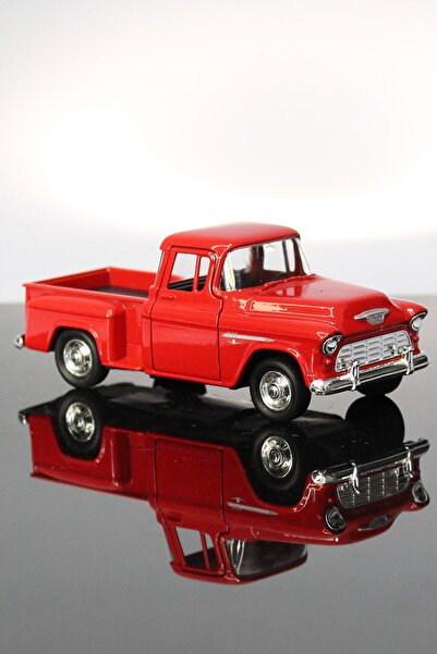 Genel Markalar 1955 Chevrolet Stepside Kırmızı Kamyonet Çek Bırak Metal Model Oyuncak Araba 12 Cm