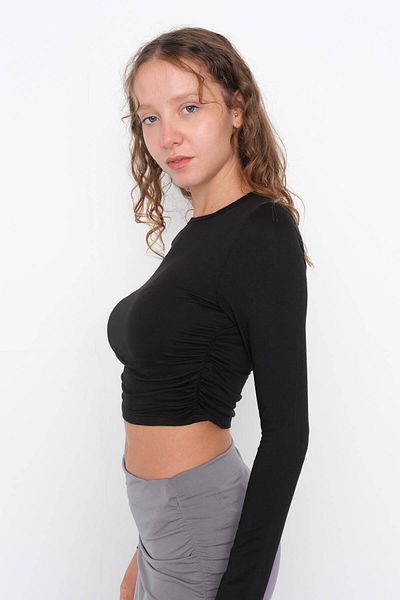 Addax Μπλούζα Crew Neck Side Gathered B1473-J10