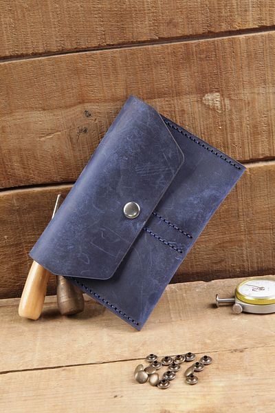 New Coast Leather 1900's Γνήσιο & Πραγματικό Δερμάτινο Χειροποίητο Μπλε Πορτοφόλι Διαβατηρίου