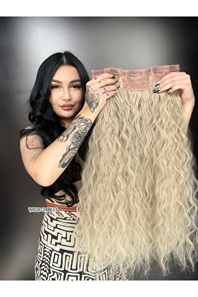 Suzan Peruk Afro Dalgalı Yarım Ay + 2 Yan Çıt Çıt - Balköpüğü Platin Röfleli