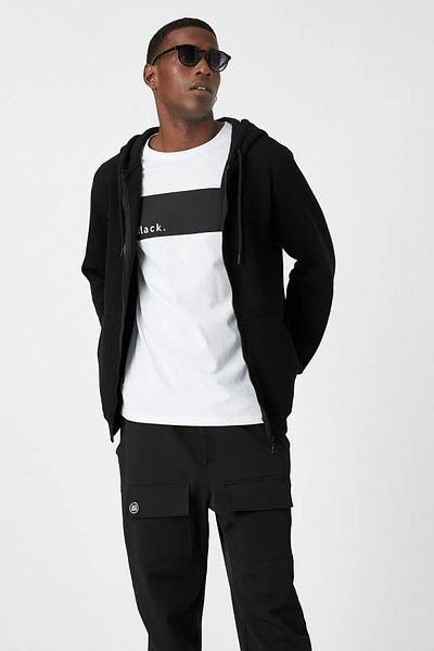 citycenterfashion Hanorac de bază cu glugă și fermoar pentru bărbați, neimprimat, cu 2 fire, jachetă cu glugă, fără raster, cty-ctn-27032