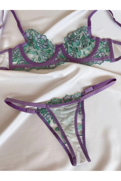 Mystique Feminine Set Sutien Floral, Lenjerie Intima Brodata