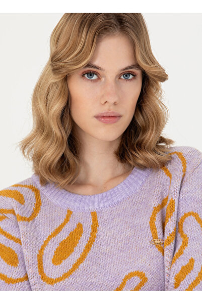 U.S. Polo Assn. U.S. Polo Assn. Bisiklet Yaka Regular Fit Lila Kazak Kadın ADES