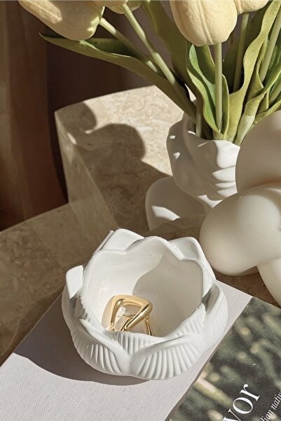 BigSale Lotus Şeklinde Dekoratif Mini Takı Tabağı, Mum Tabağı