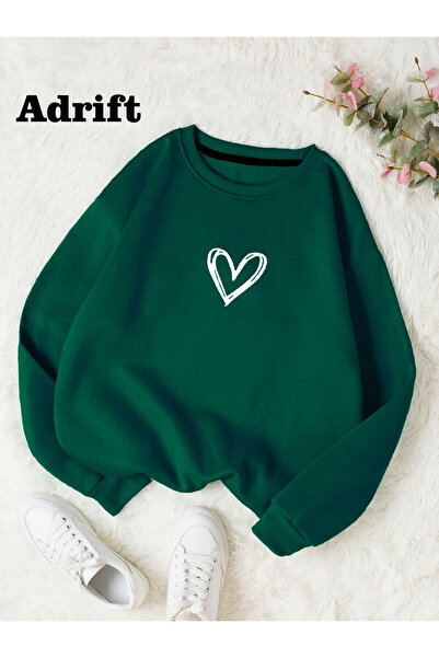 Adrift Hanorac din bumbac cu decolteu oversize Adrif Minimal Heart Colorat Gri