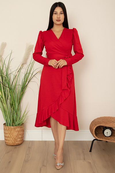 PULLIMM Rochie cu curea cu volane cu tiv dublu 22-228