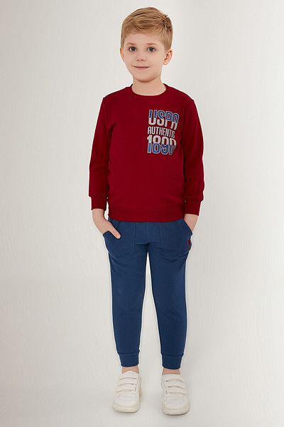U.S. Polo Assn. US Polo AssnLong Sleeve Claret Red Boy's Tracksuit Set
