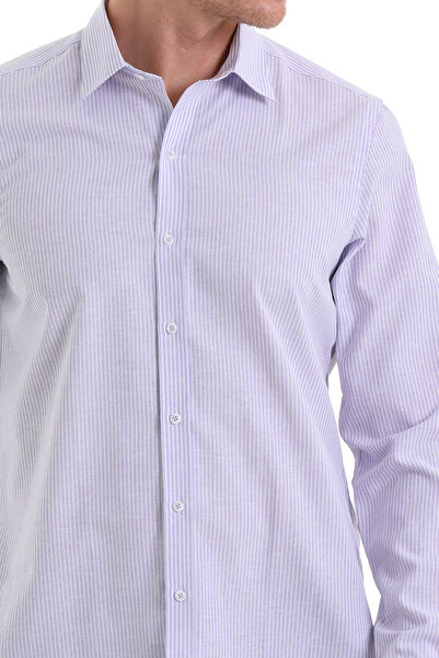 Hatemoğlu Ліла Ч. Комфортний крій, смугастий бавовняний, вузький комір, довгі рукави, спортивна сорочка