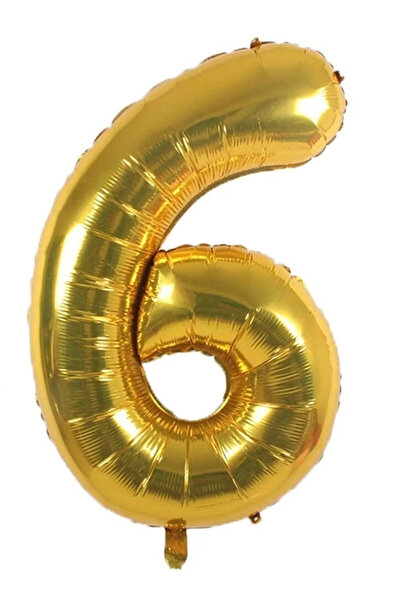 GÜZELYÜZ AVM Gold Balon 100 cm 6 Rakam Balon 6 Sayısı Altın Folyo Balon Büyük...