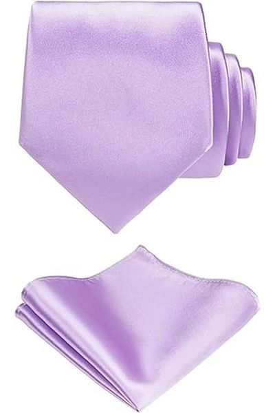 Trenderrs Men's Satin Tie Handkerchief And Gold Steel Tie Clip Set