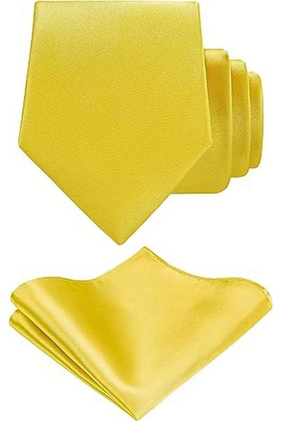 Trenderrs Men's Satin Tie Handkerchief And Gold Steel Tie Clip Set