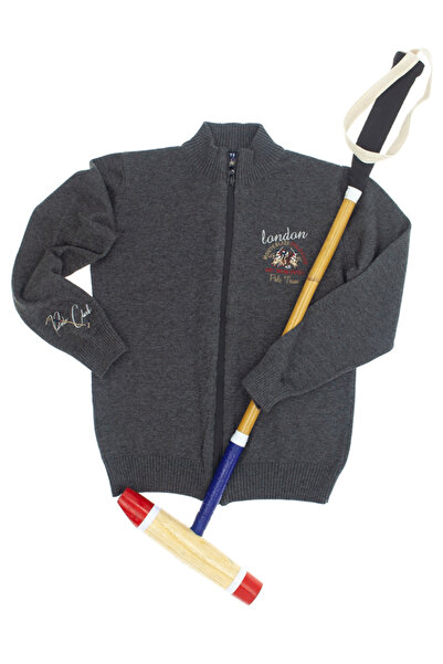 Monte Blaze ET4039 MONTE BLAZE HALF FISHER COLLAR KNITWEAR CARDIGAN-SMOKE