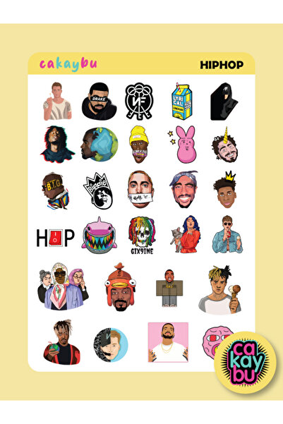 cakaybu Set de autocolante hip hop 1 pagină de dimensiuni A4