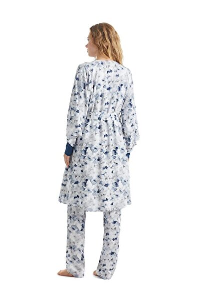 Blackspade Жіночий піжамний комплект з довгими рукавами та V-подібним коміром, темно-синій 51224-51227