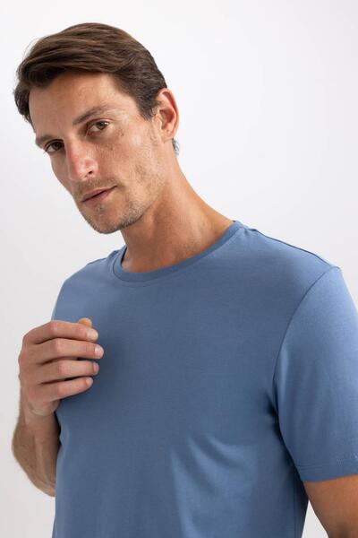 DeFacto Normale Passform, Rundhalsausschnitt, einfaches, gerades Kurzarm-T-Shirt M7666az23au