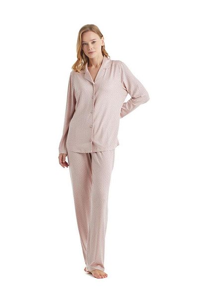 Blackspade Women's Long Sleeve Shirt Collar Powder Pajamas Suit C5T1N2O33