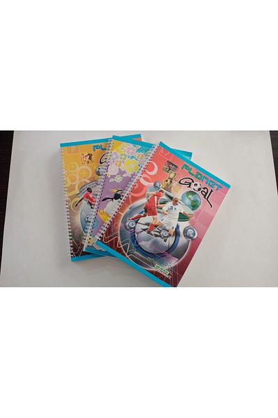 Mopak A4 CARDON COVER WITH PIPE 120 SHEETS STRIPED SCHOOL NOTEBOOK 3PCS