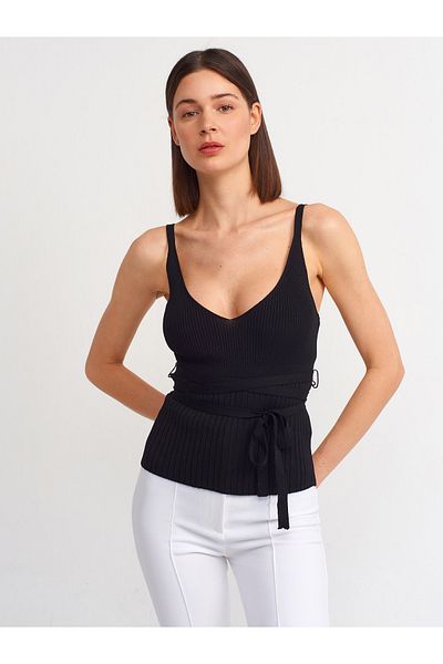 Dilvin 1055 Strap-Waisted Knitwear Athlete-black