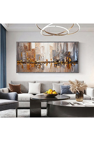 Z Concept Yağlı Boya Dokulu Soyut Şehir Tablo
