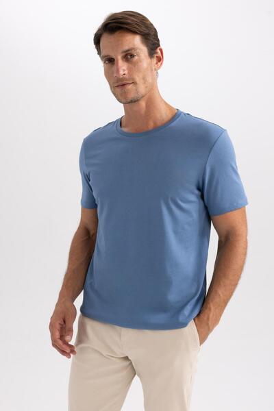 DeFacto Normale Passform, Rundhalsausschnitt, einfaches, gerades Kurzarm-T-Shirt M7666az23au