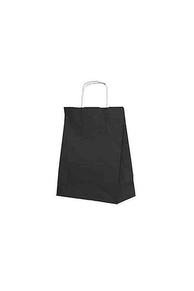 Roll-Up Kraft Twisted Handle Bag 18*24*9 Black 25 Pieces