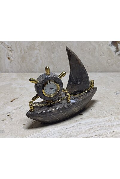 Marblecenter MERMER Saatli Gemi masaüstü biblo süs eşyası dekorasyon