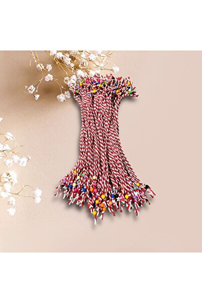 Major Butik Marteniçka Kırmızı Beyaz Boncuklu 50 Adet Şans Bilekliği