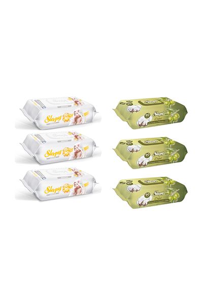Sleepy Sensitive Wet Towels 90 Pieces 3 Pieces + Olive Oil 90 Pieces 3 Pieces