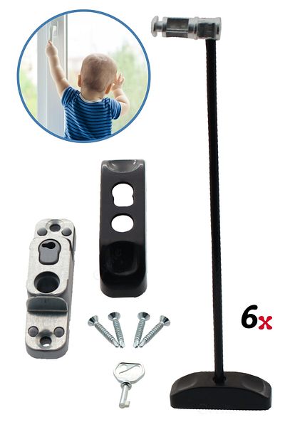 Evene Window Child Lock Window Lock Glass Lock Safety Child Lock Chain Lock 6 Pieces Black