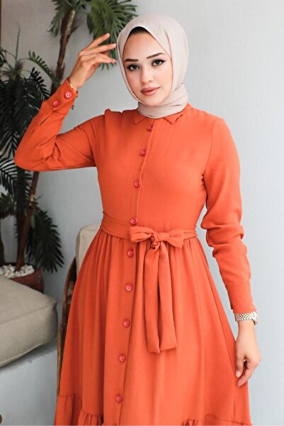 benguen 443 Shirt Collar Aerobin Hijab Dress Tile