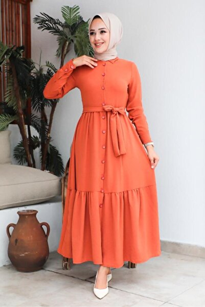 benguen 443 Shirt Collar Aerobin Hijab Dress Tile