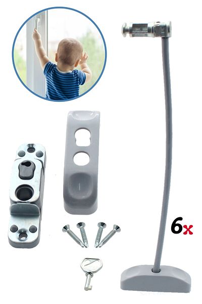 Evene Window Child Lock Window Lock Glass Lock Safety Child Lock Chain Lock 6 Pieces Gray