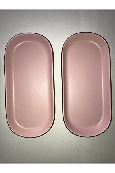 Keramika Matte Pink Noyan Boat Plate 26 cm Edge Net 2 Pieces