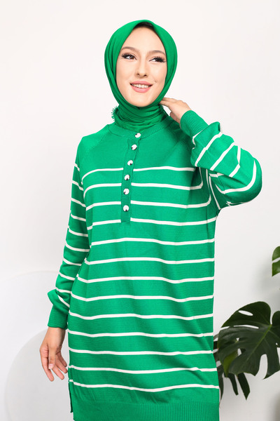 Kirazgym Σετ πλεκτό με ριγέ πολλά κουμπιά