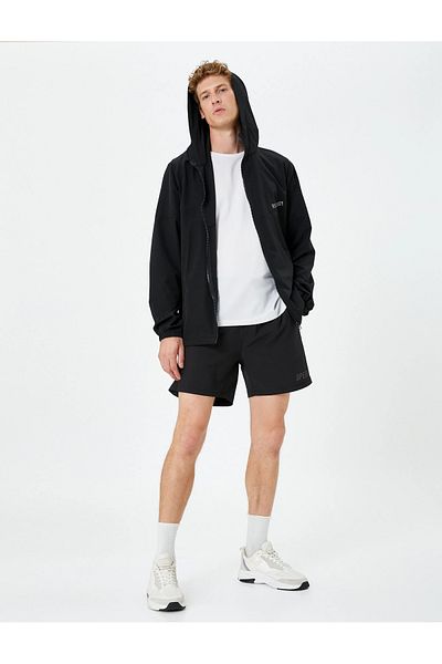 Koton Sportjacke mit Kapuze, Reißverschluss, Slogan-Aufdruck, Tasche, Detailliert
