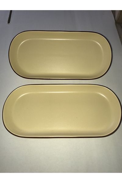 Keramika Matte Cream Noyan Boat Plate 26 cm Edge Net 2 Pieces