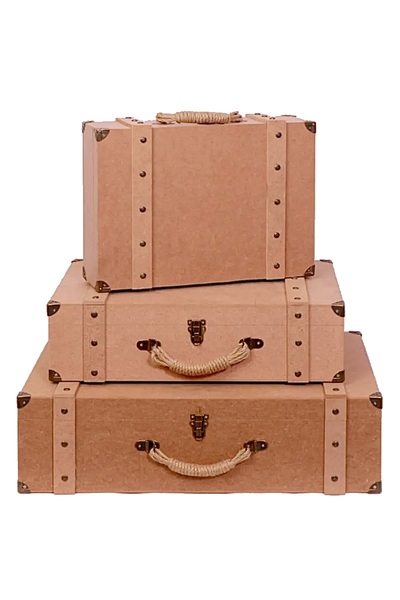 Buradadavar Hobi Ahşap Boyanabilir Ham Mdf Dekoratif Bavul 3'Lü Set