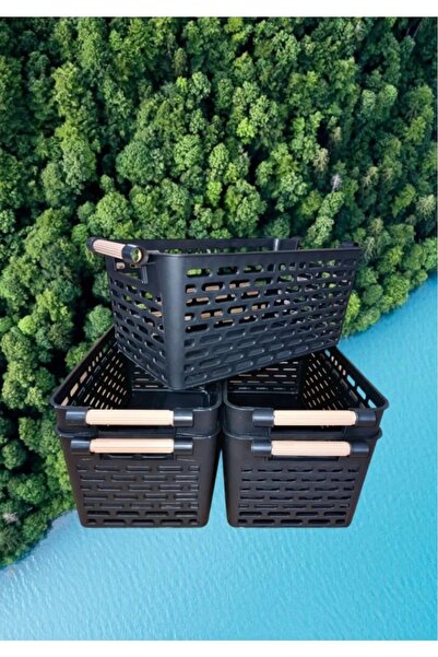 NEWSTORE HOME 5 Adet Çok Amaçlı Plastik Tutacaklı Organizer Sepet - Dolap Içi & Çekmece Düzenleyici Sepet Siyah