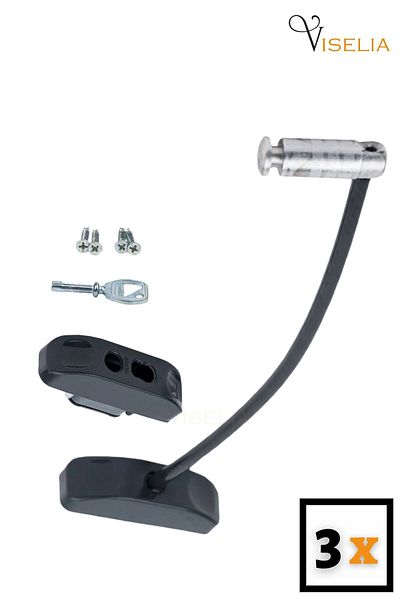 Viselia قفل نافذة أنثراسايت مع 3 حبال أمان للأطفال، قفل أمان للأطفال من Pimapen PVC