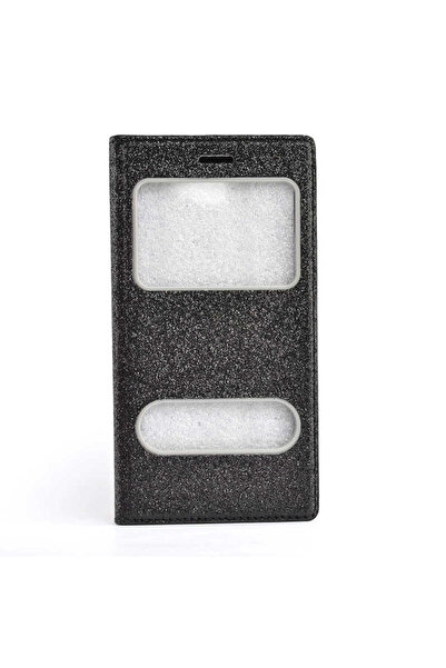 Fibaks Samsung Galaxy C5 Kılıf Kapaklı Simli Parlak Lüks Koruyucu 360 Kapak