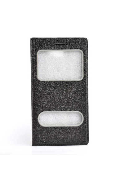 Fibaks Samsung Galaxy A3 2016 Kılıf Kapaklı Simli Parlak Lüks Koruyucu 360 Kapak