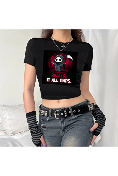 Touz Zolid Wear Μαύρο Crop Spoiler - Όλα Ακολουθούν Να Τελειώνουν Μπλουζάκι