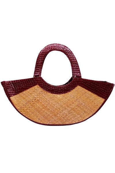 Dünyadan Hediyeler Straw Knitted Leather Decorated Hand Shoulder Bag No.5
