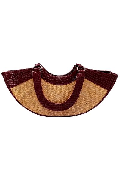 Dünyadan Hediyeler Straw Knitted Leather Decorated Hand Shoulder Bag No.5