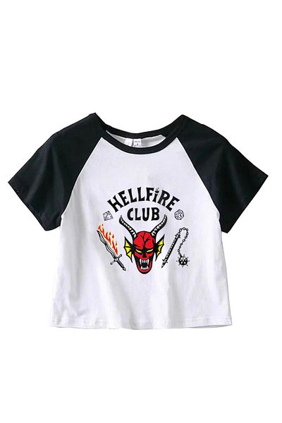 Touz zolid wear Hellfire Club με εμπριμέ μανίκι Raglan Λευκό Crop