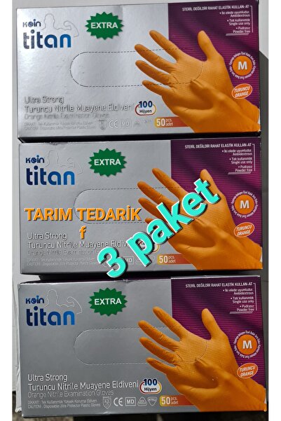 KOİNSMH Titan ekstra kalın turuncu eldiven (M) 3 paket