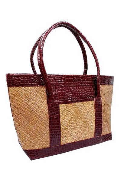 Dünyadan Hediyeler Straw Knitted Leather Decorated Hand Shoulder Bag No.8